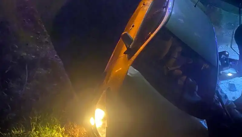 Adana'da Şarampole Devrilen Araçta İki Kişi Yaralandı