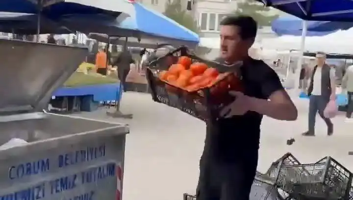 Domatesleri Çöpe Döken Pazarcıya Müthiş Para Cezası Kesildi!