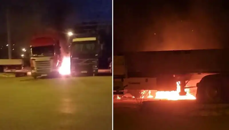 Park Halindeki Tırlara Eylem! Yangın İşte Böyle Başladı
